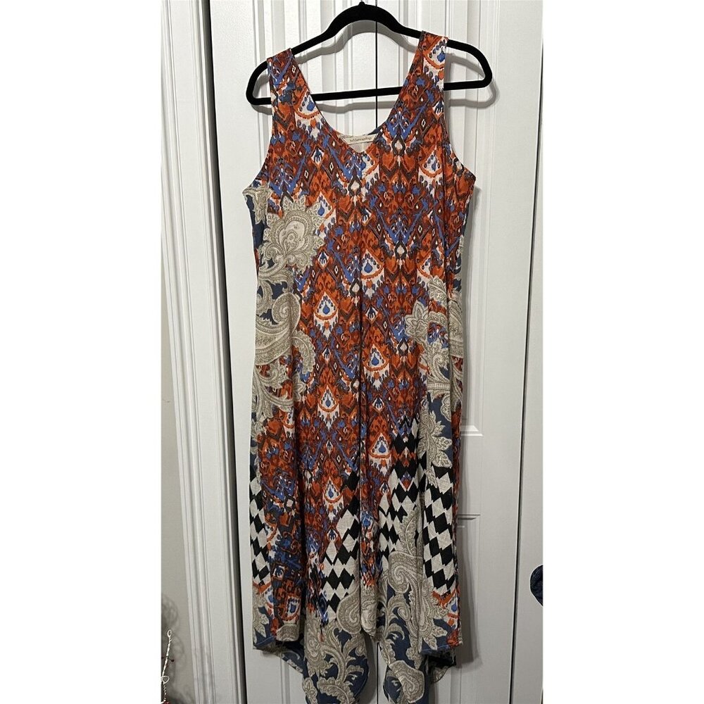 Soft Surroundings Midi Dress Womens Medium Emiliana Gauze Asymmetrical Hem